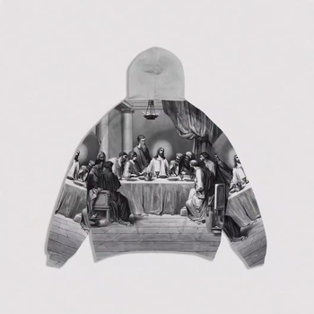 Мъжки суитшърт с качулка, широк и широк, с връзки и джобове, на едро, с директен 3D дигитален печат