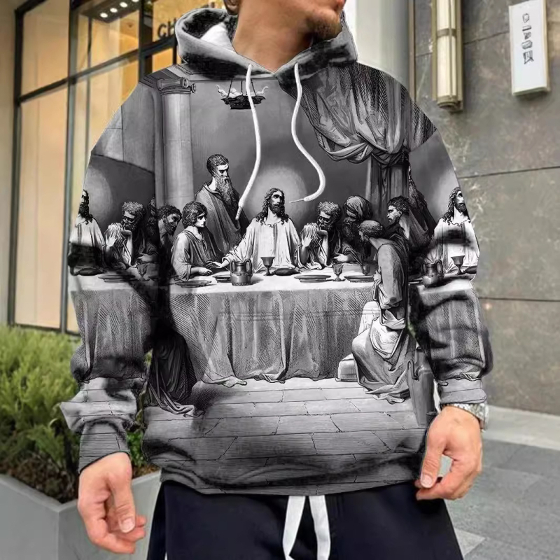 Otse hulgimüügist meeste tavaliste õlavarrega lahtiste pingutusnööriga plaastritaskutega mitmekülgne kapuutsiga dressipluus, moodne 3D-digitaalprintimine