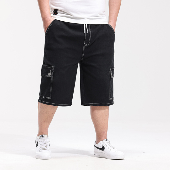 Pantaloni scurți de denim pentru bărbați, talie înaltă, stil stretch, stil stretch, stil stretch, stil stretch, stil stretch