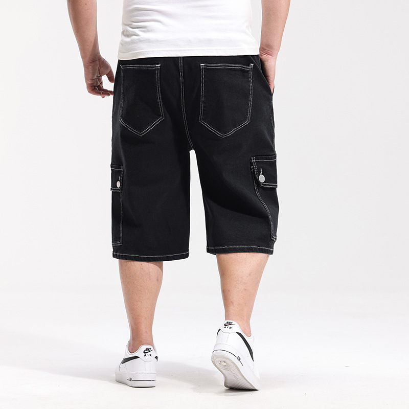 Pantaloni scurți de denim pentru bărbați, talie înaltă, stil stretch, stil stretch, stil stretch, stil stretch, stil stretch