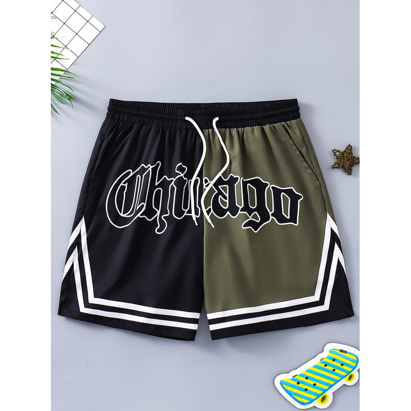 2025. aasta Euroopa ja Ameerika piiriülesed meeste vabaaja boheemlasliku stiiliga vööga lühikesed püksid, suvised korvpallipüksid