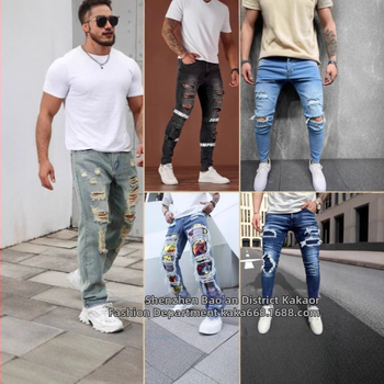 shein határokon átnyúló külkereskedelem Európa és az Egyesült Államok új férfi farmernadrágok lezser karcsúsított lábak férfi szakadt nadrágok nagykereskedelem