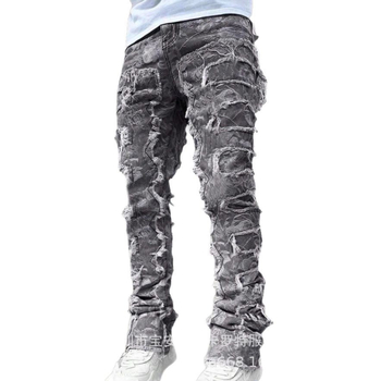 Шейн трансгранична външна търговия Европа и Съединените щати нови мъжки дънки ежедневни тънки крака мъжки скъсани панталони на едро