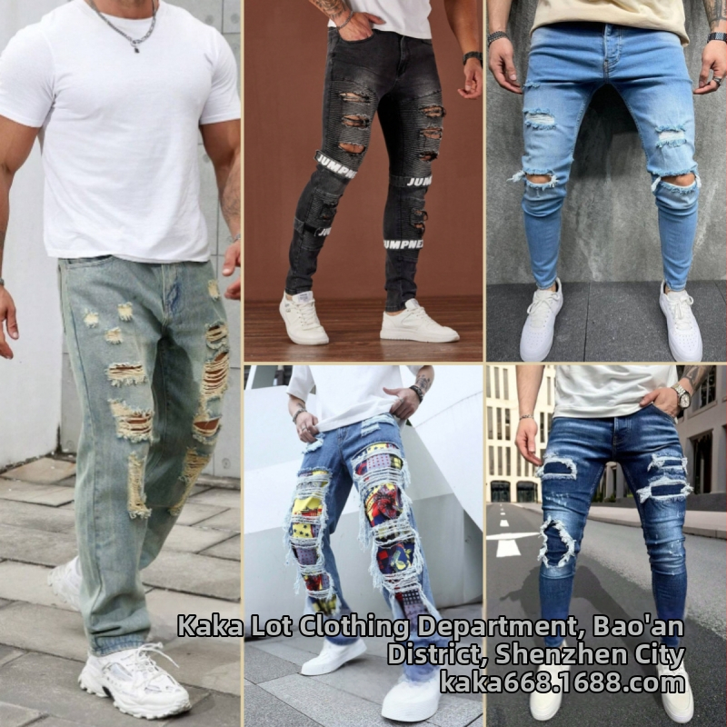 shein határokon átnyúló külkereskedelem Európa és az Egyesült Államok új férfi farmernadrágok lezser karcsúsított lábak férfi szakadt nadrágok nagykereskedelem