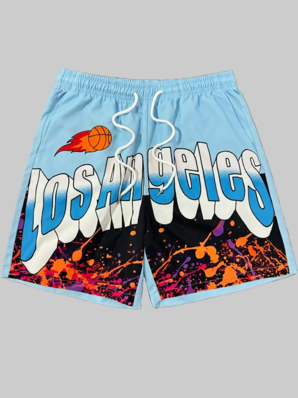 Korvpalliseeria loosung 2024 kuumad 3D-digitaalprintimisega meeste hingavad lühikesed püksid lahtised spordirannapüksid