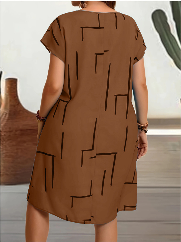 Piiriülene pluss-suuruses 2025. aasta suvine ja sügisene Vovawish Amazon Ebay trükitud V-kaelusega kleit naistele geomeetrilise mustriga