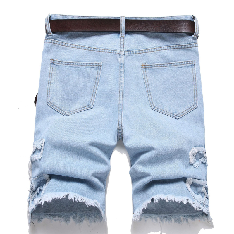 2024 Nyári Új Stílusú, Személyre Szabott, Trendi, Egyszínű, Laza, Alkalmi Férfi Farmer Rövidnadrág, Trendi Nadrág