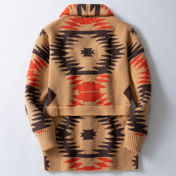 Мъжко облекло от европейски и американски стил, ретро тежък жакардов пуловер със средна дължина и връзки, жилетка SY0114