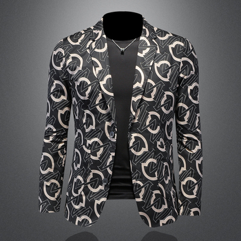 Euroopa jaama kevad- ja sügisene uus vabaaja väike ülikond meeste moodne isikupärastatud trendikas trükitud õhuke ühekordne läänelik jakk X6692