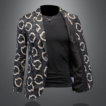 Euroopa jaama kevad- ja sügisene uus vabaaja väike ülikond meeste moodne isikupärastatud trendikas trükitud õhuke ühekordne läänelik jakk X6692