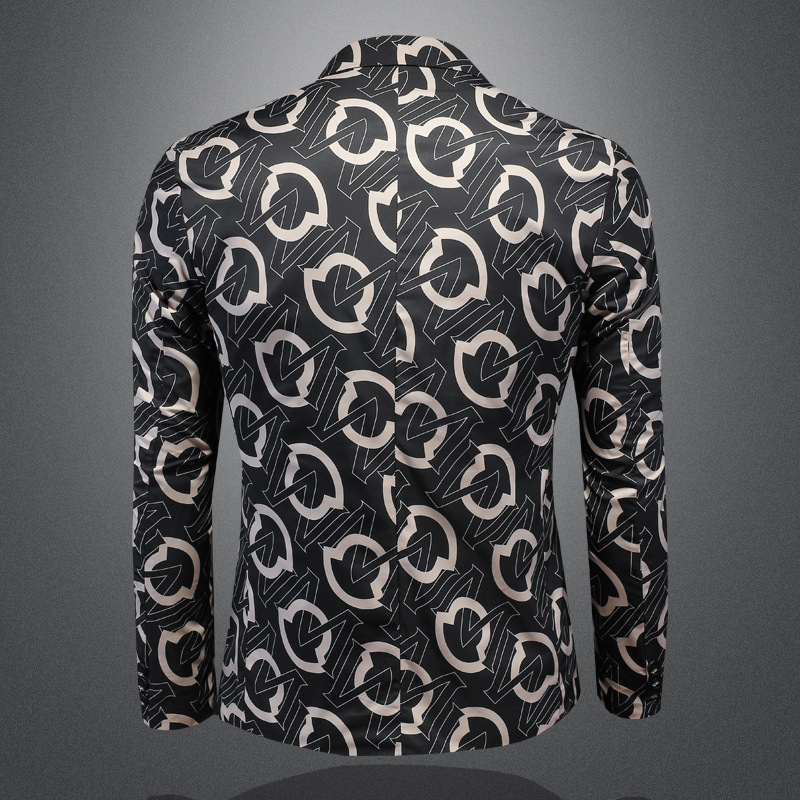 Euroopa jaama kevad- ja sügisene uus vabaaja väike ülikond meeste moodne isikupärastatud trendikas trükitud õhuke ühekordne läänelik jakk X6692