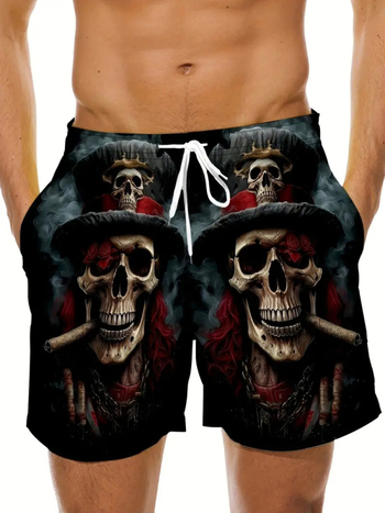 Suvine uus piiriülene kuummüük loominguline suitsetava kolju seeria 3D-trükitud lühikesed püksid poistele vabaaja viiepunktilised rannapüksid