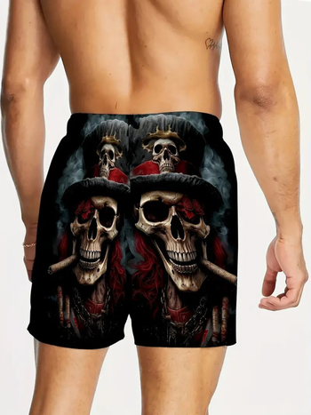 Suvine uus piiriülene kuummüük loominguline suitsetava kolju seeria 3D-trükitud lühikesed püksid poistele vabaaja viiepunktilised rannapüksid