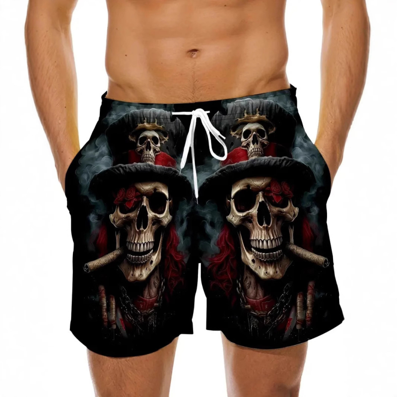 Suvine uus piiriülene kuummüük loominguline suitsetava kolju seeria 3D-trükitud lühikesed püksid poistele vabaaja viiepunktilised rannapüksid