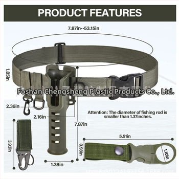 Žvejybos diržo laikiklis, reguliuojamas žvejybos diržas, tinkantis muselinei žvejybai, banglenčių sportui, besisukančiai meškerės įrangai