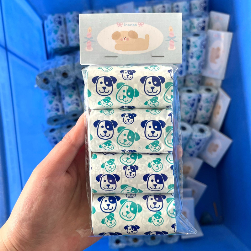 Sutirštintas šunų išmatų rinkimo maišelis su kvapu Sutirštintas skaidomas mielas šunų išmatų rinkimo maišelis Maišelis kakutėms rinkti Maišelis kakutėms rinkti