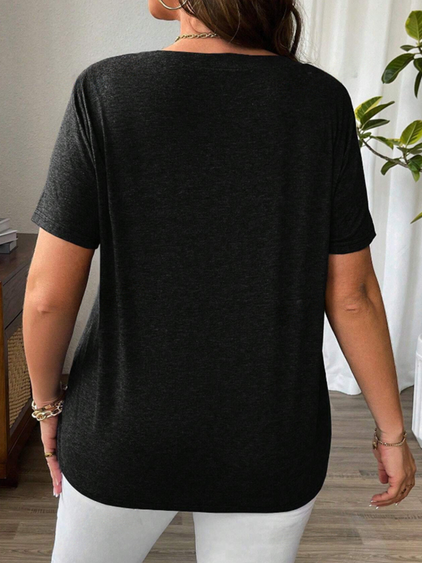 pluss-suuruses naisterõivad Amazon 2025 suvine piiriülene uus mood eesmine risti V-kaelusega lühikeste varrukatega lahtine T-särk topp