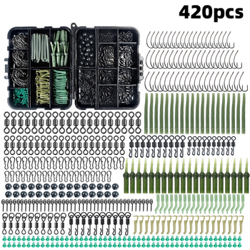 420 europietiško stiliaus karpių žvejybos reikmenų, skirtų tarpvalstybiniam naudojimui, kostiumo kabliukų, pupelių sukamųjų žvejybos įrankių rinkinys