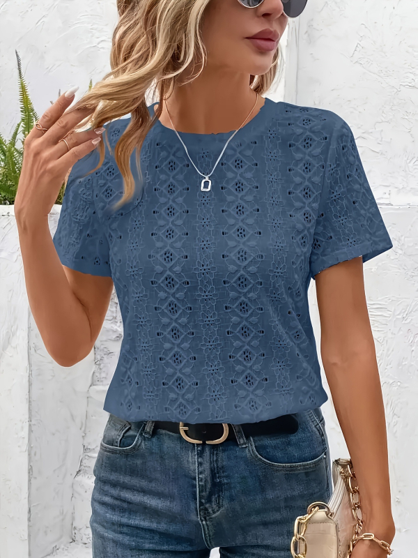 Euroopa ja Ameerika uus Wish Amazon Hot Explosions õõnes V-kaelusega lühikeste varrukatega nahkhiirevarrukatega õhuke T-särk, uus top