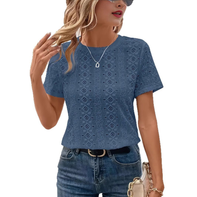 Euroopa ja Ameerika uus Wish Amazon Hot Explosions õõnes V-kaelusega lühikeste varrukatega nahkhiirevarrukatega õhuke T-särk, uus top