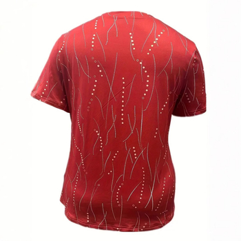 2024-es akciós egyszerű vonalvezetésű 3D digitális nyomtatású női hétköznapi, laza, hálós, lélegző, rövid ujjú, V-nyakú póló