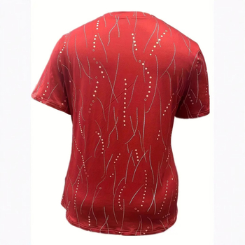 2024-es akciós egyszerű vonalvezetésű 3D digitális nyomtatású női hétköznapi, laza, hálós, lélegző, rövid ujjú, V-nyakú póló