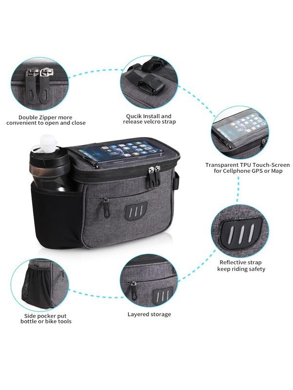 Piiriülene läbipaistev jalgrattakott, tõukeratta peakott, hingav veekindel tasakaaluratta kraanikott, öiselt helkurrattakott