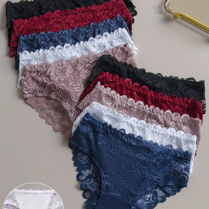 10 elegantiškų nėriniuotų moteriškų kelnaičių – seksualios, kontrastingos, nėriniuotos, žemo juosmens, permatomos kelnaitės, įskaitant 5 %.