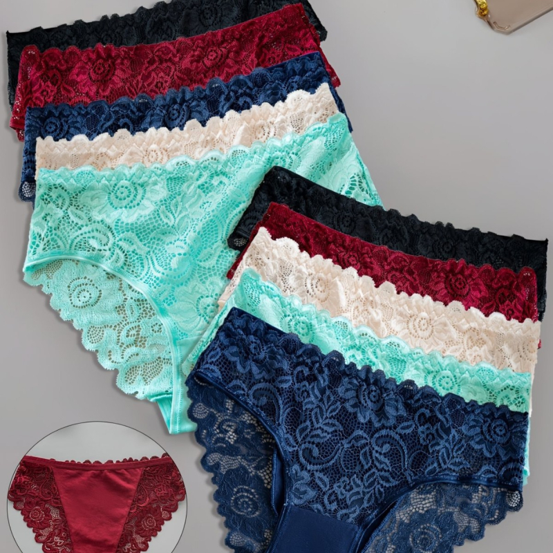 10 elegantiškų nėriniuotų moteriškų kelnaičių – seksualios, kontrastingos, nėriniuotos, žemo juosmens, permatomos kelnaitės, įskaitant 5 %.