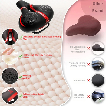 Velosipēda sēdekļa spilvens, triecienu absorbējošs, ērts, paplašināts un sabiezināts, kalnu velosipēda sēdekļa spilvens, velosipēda sēdekļa spilvenu piederumi