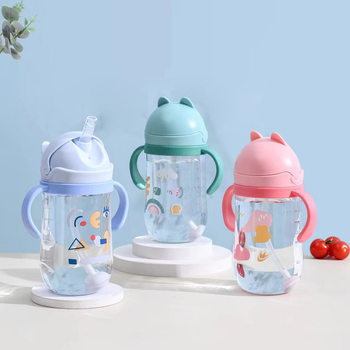 Yi Tong 2642 Cartoon Cat laste iminapp 350ml uus lasteaia beebiõpilase plasttopsi rihm