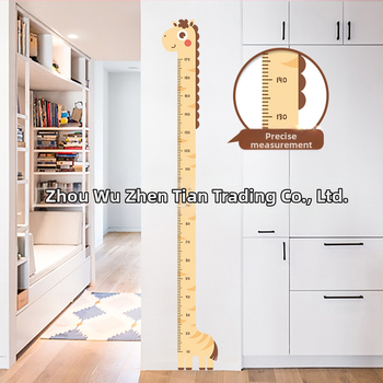 Αυτοκόλλητα ύψους για παιδιά, αυτοκόλλητα διακόσμησης τοίχου δωματίου, δημιουργικά αυτοκόλλητα χάρακα με κινούμενα σχέδια, μέτρηση ύψους, αυτοκόλλητα, αφαιρούμενα