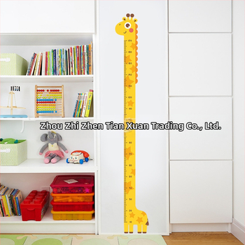 Αυτοκόλλητα ύψους για παιδιά, αυτοκόλλητα διακόσμησης τοίχου δωματίου, δημιουργικά αυτοκόλλητα χάρακα με κινούμενα σχέδια, μέτρηση ύψους, αυτοκόλλητα, αφαιρούμενα
