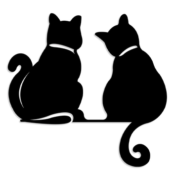 Ristpiiriline metallist seinakunst minimalistlikele naistele, kes joovad kohvi, kassikujuline moodne abstraktne joonfiguuriga kohviseina kleebis