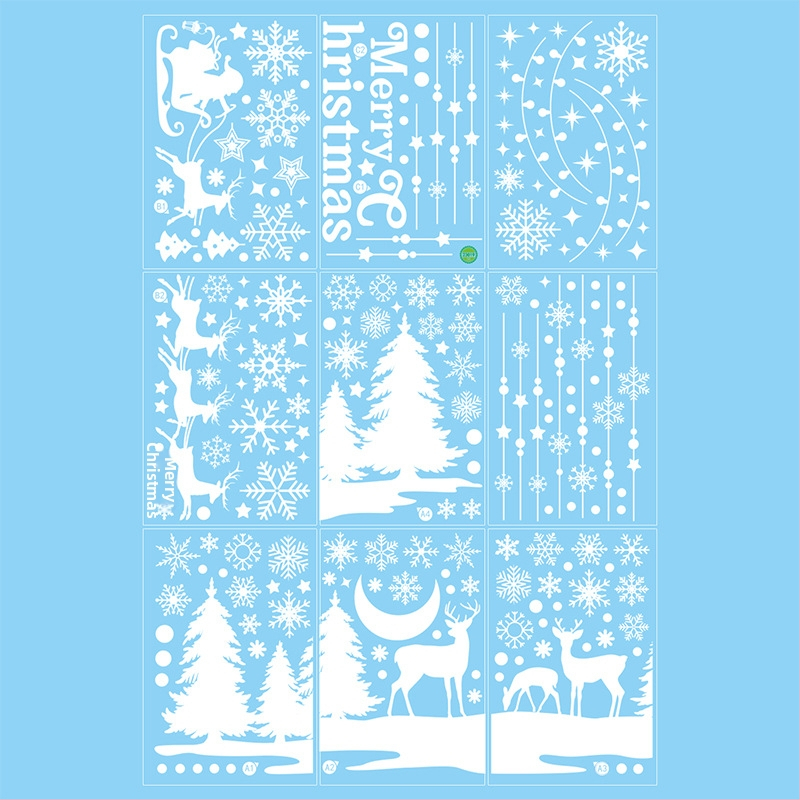 Amazon Нов продукт Свети декорации Стикери за прозорци Бяла Коледа Елх Коледна елха Коледни празнични стикери за прозорци