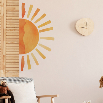 Νέα αυτοκόλλητα τοίχου με κινούμενα σχέδια και χειροποίητο ήλιο, διακοσμητικά αυτοκόλλητα τοίχου για παιδικό δωμάτιο, νηπιαγωγείο, τάξη παιδικής φροντίδας