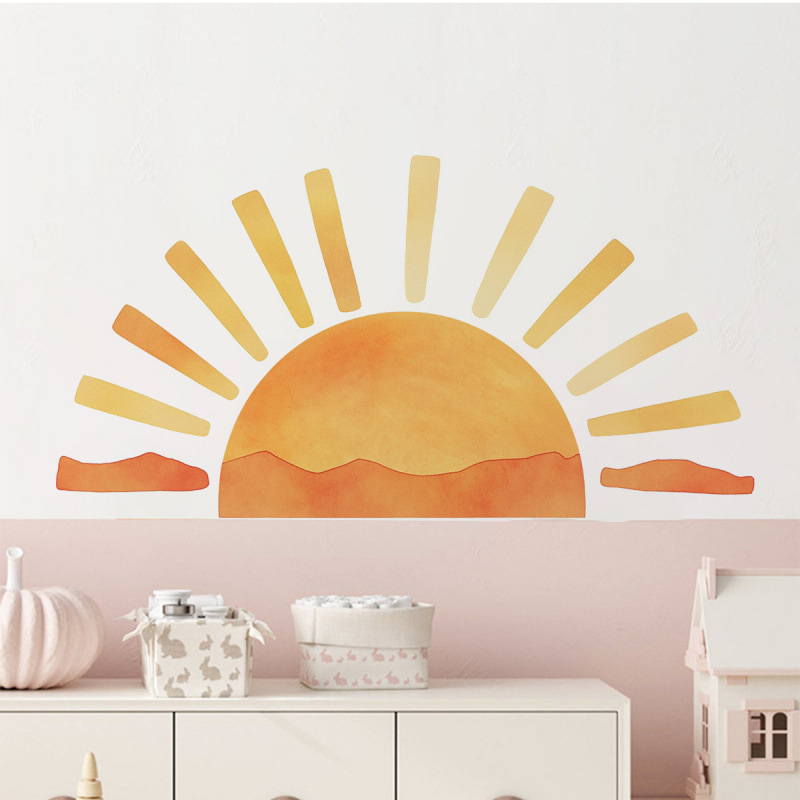 Uued koomiksiga käsitsi maalitud päikeseseina kleebised, lastetoa lasteaia lastehoiu klassi seinakaunistused