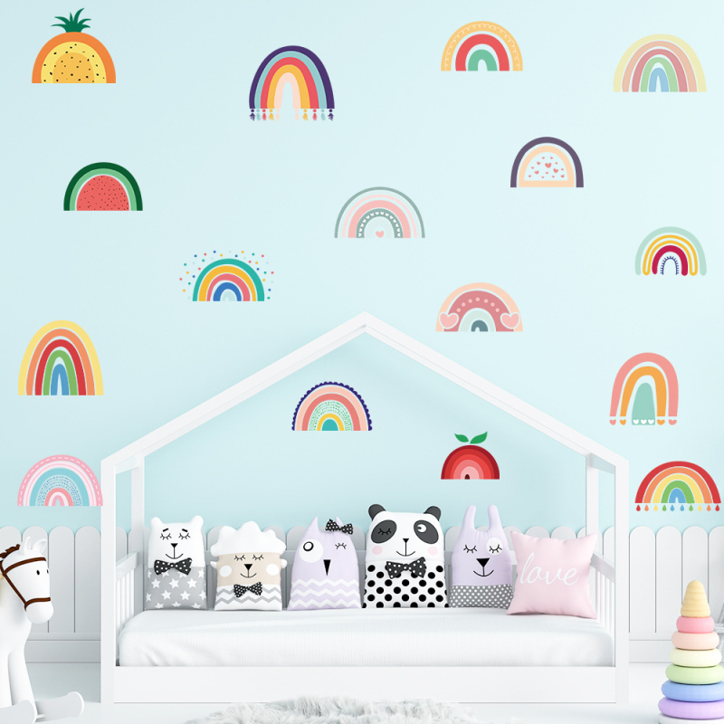 Нови трансгранични стикери за стена с дъга, декорация за стена за спалня за момичета, самозалепващи се стикери Amazon ZC-391-075