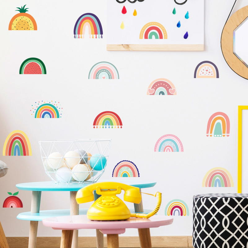 Нови трансгранични стикери за стена с дъга, декорация за стена за спалня за момичета, самозалепващи се стикери Amazon ZC-391-075