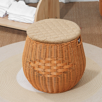 Coș de depozitare, scaun de șezut, sufragerie, uz casnic, scaun de schimbare a pantofilor, rotund, mare, lucrat manual, imitație de ratan, scaun de depozitare în stil chinezesc nou