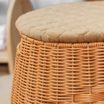 Καλάθι Αποθήκευσης Σκαμπό Καθίσματος Σαλόνι Οικιακό Σκαμπό Αλλαγής Παπουτσιών Μεγάλο Στρογγυλό Χειροποίητο Απομίμηση Ρατάν Νέο Κινέζικο Στυλ Σκαμπό Αποθήκευσης