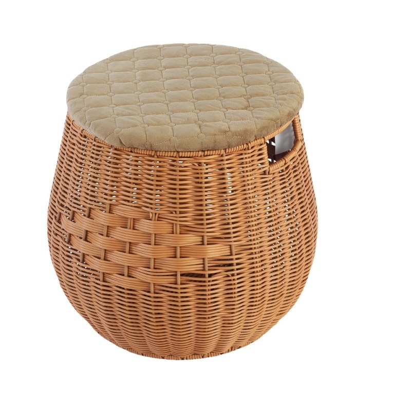 Coș de depozitare, scaun de șezut, sufragerie, uz casnic, scaun de schimbare a pantofilor, rotund, mare, lucrat manual, imitație de ratan, scaun de depozitare în stil chinezesc nou