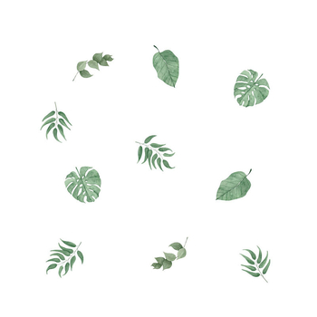 Διασυνοριακό αυτοκόλλητο γκράφιτι τροπικών φύλλων φυτών με θέμα τον τοίχο του νηπιαγωγείου, διακόσμηση τοίχου υπνοδωματίου, αυτοκόλλητο με διακόσμηση ανέμου