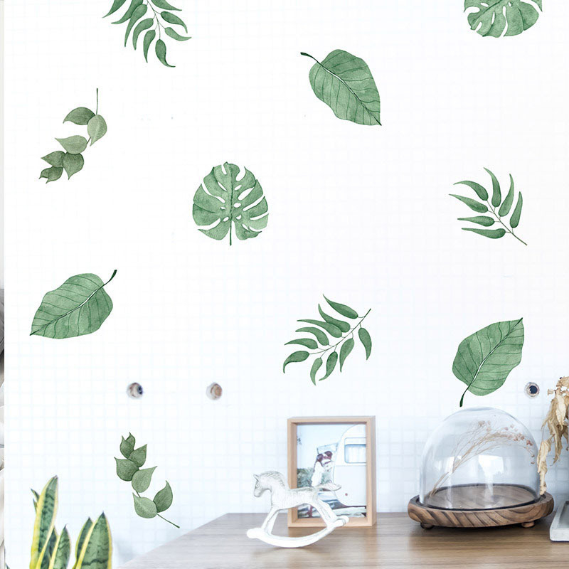 Határokon átnyúló trópusi növénylevél graffiti matrica óvoda hálószoba fal elrendezése szél dekoráció öntapadós matrica