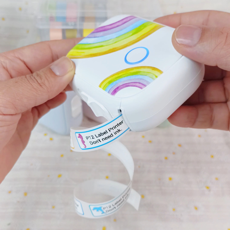 Εκτυπωτής οικιακών ετικετών P12 συνεχούς χαρτιού, θερμική μηχανή ετικετών, αυτοκόλλητη, φορητή, μίνι, φορητή,