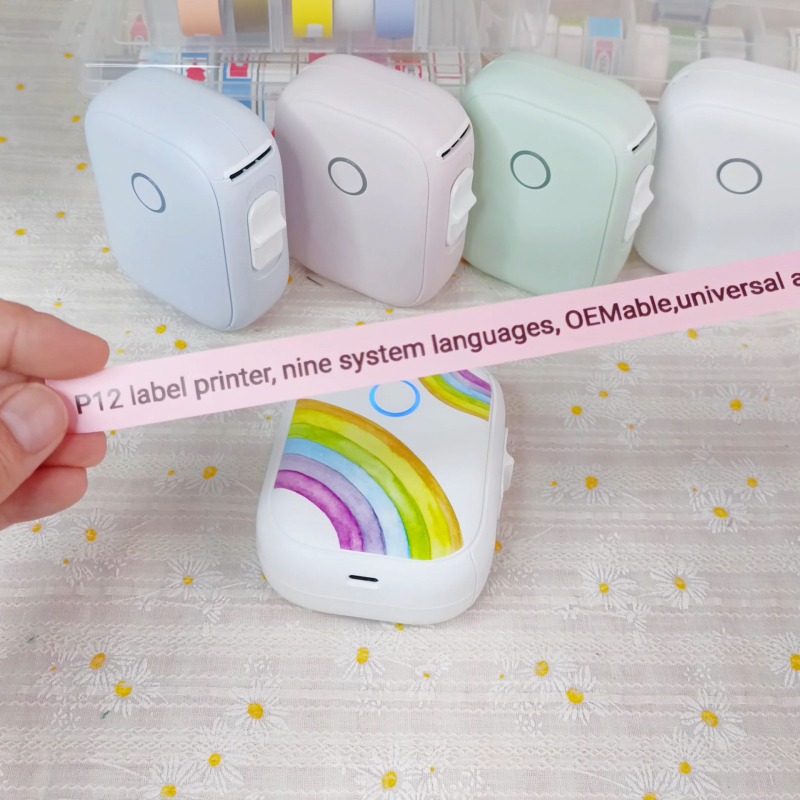 Εκτυπωτής οικιακών ετικετών P12 συνεχούς χαρτιού, θερμική μηχανή ετικετών, αυτοκόλλητη, φορητή, μίνι, φορητή,