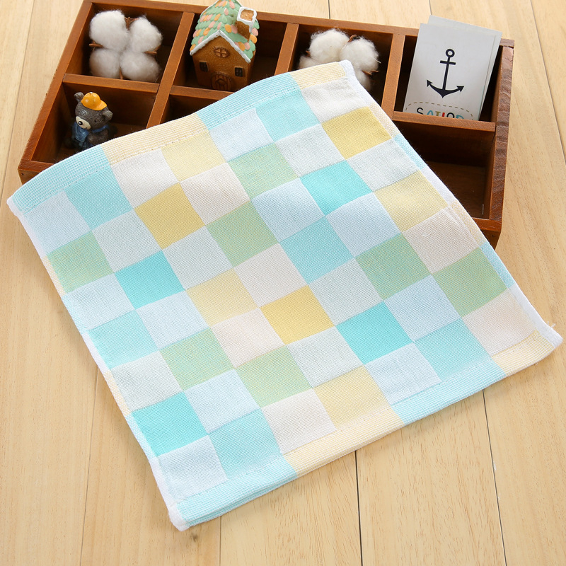 Didmeninė prekyba dvigubu marlės mažu kvadratiniu rankšluosčiu Vaikams Kūdikiams skirtas kūdikio seilių rankšluostis marlės languotas vaikiškas rankšluostis