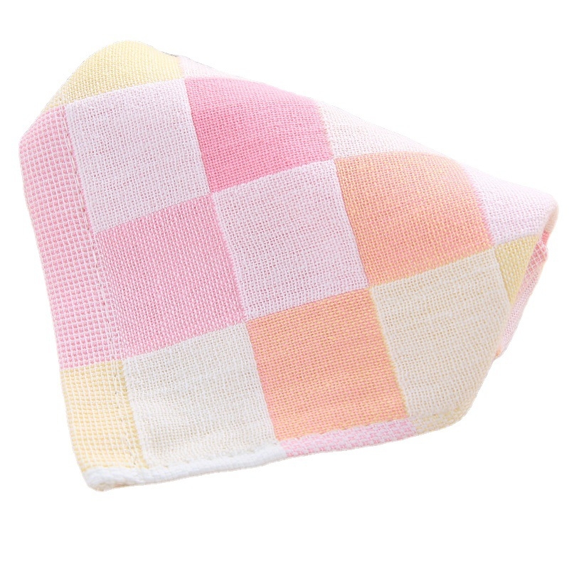 Didmeninė prekyba dvigubu marlės mažu kvadratiniu rankšluosčiu Vaikams Kūdikiams skirtas kūdikio seilių rankšluostis marlės languotas vaikiškas rankšluostis