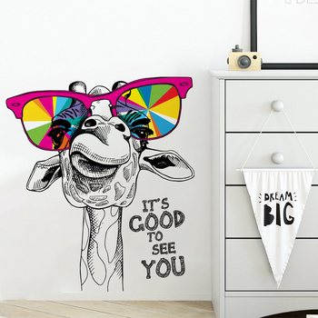 Uued kaelkirjakuga seinakleebised prillidega magamistoa, elutoa, kapi, kodu seina kaunistamise dekoratiivkleebised