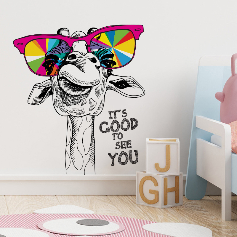 Uued kaelkirjakuga seinakleebised prillidega magamistoa, elutoa, kapi, kodu seina kaunistamise dekoratiivkleebised